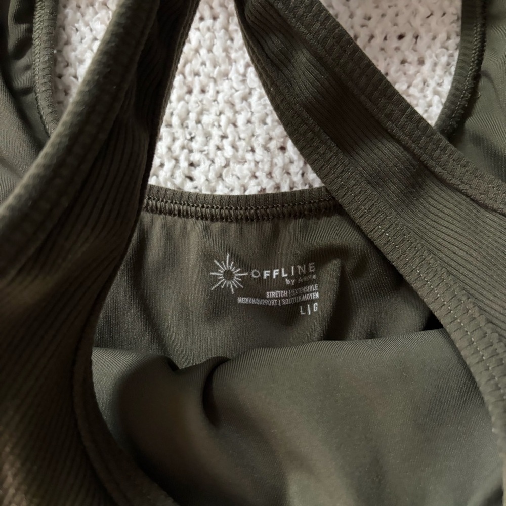 olive green ribbed crop top offline aerie - Picture 4 of 4